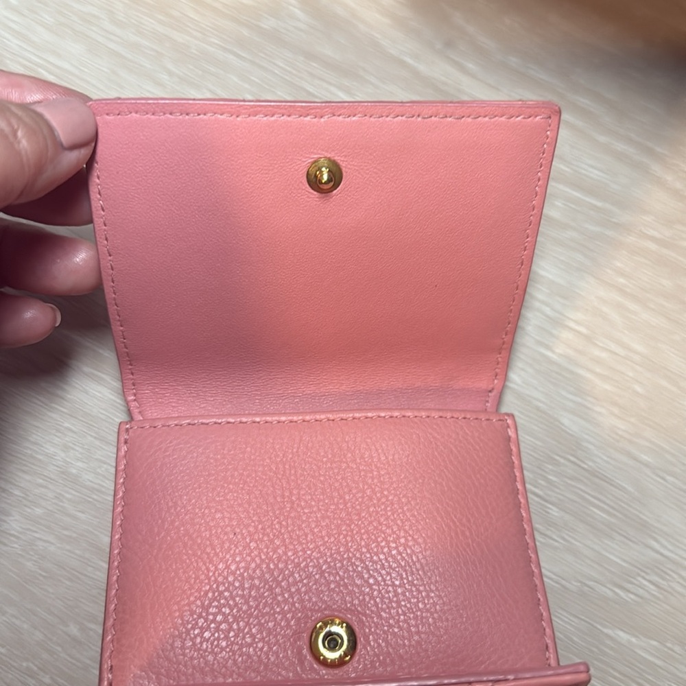 DIOR CARO COMPACT TRIFOLD COMPACT WALLET, PINK CALFSKIN LEATHER - Picture 12 of 14